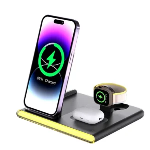 4-in-1 Foldable Wireless Charging Station with LED Night Light (Model C27)