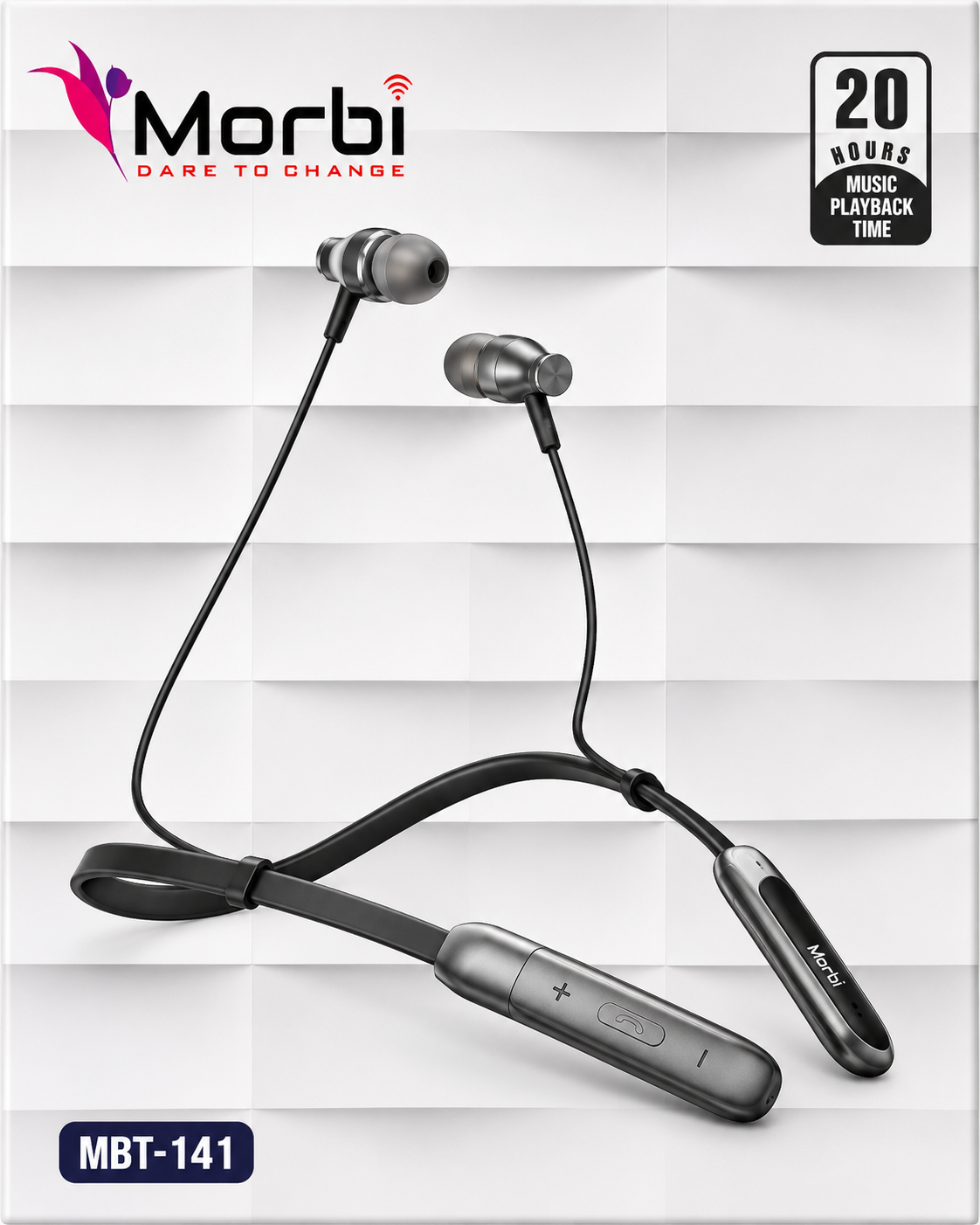 Morbi MBT-141 Wireless Neckband Bluetooth Earphones – Up to 20 Hours Playback - Image 2