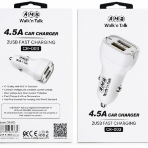 AMB Walk'n Talk 4.5A Dual USB Fast Car Charger (CR-003)