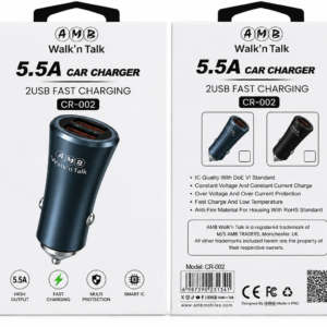AMB Walk'n Talk 5.5A Dual USB Fast Car Charger (CR-002)